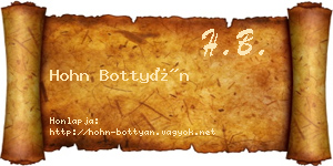 Hohn Bottyán névjegykártya